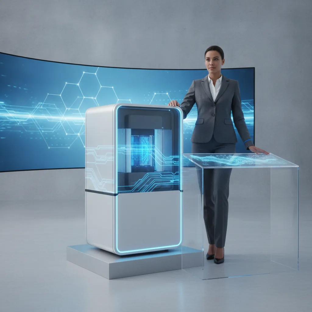 Clean tech-forward editorial style, confident and innovative mood,