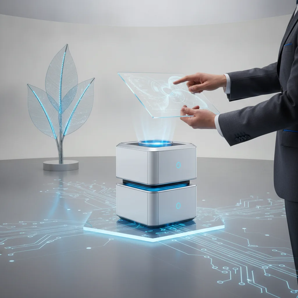 Clean tech-forward editorial style, confident and innovative mood,